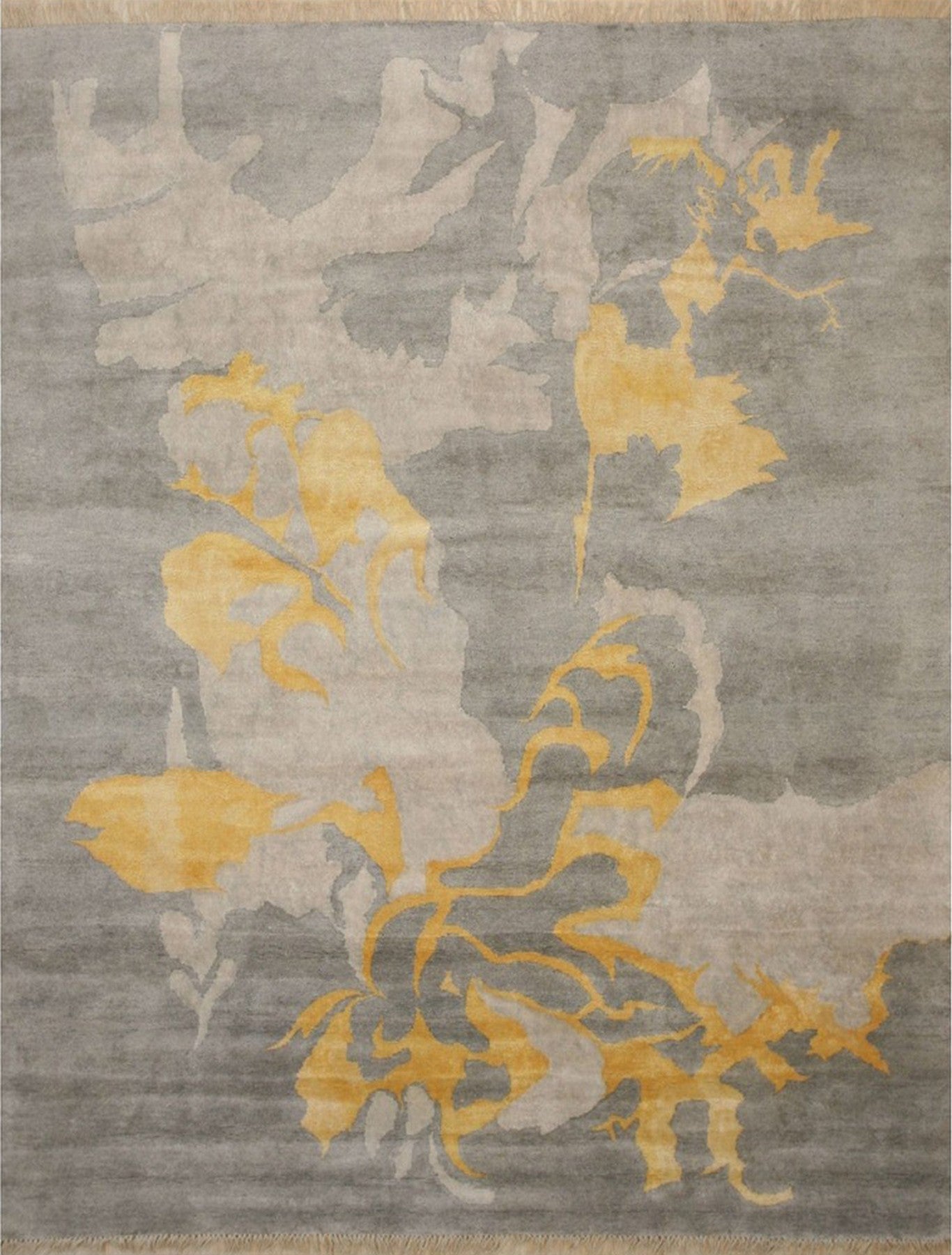 Isolated view of Sloane Giselle Gray Hand Knotted Wool & Viscose Rug, showcasing its design.