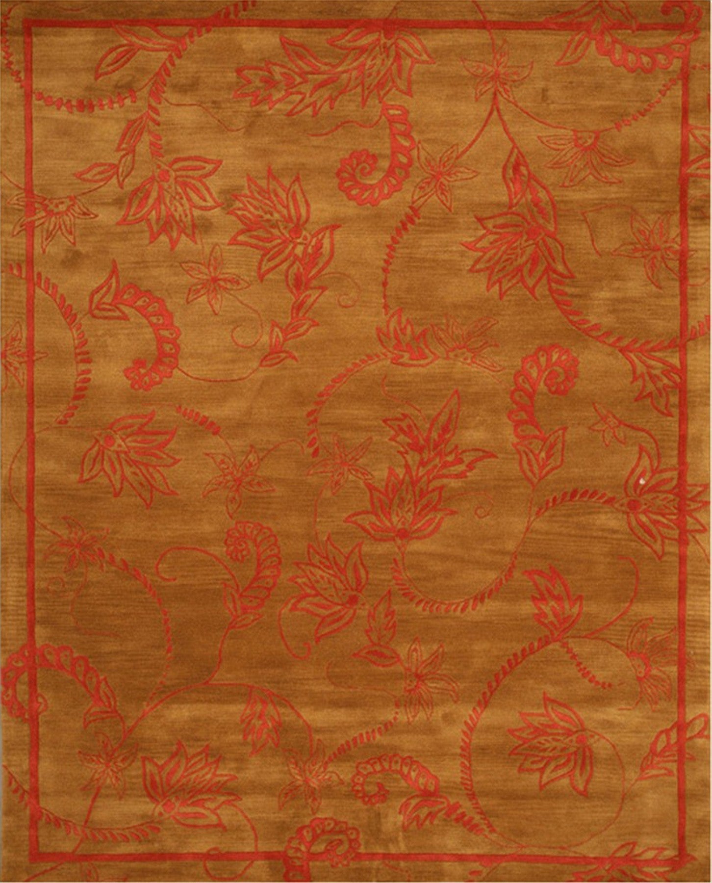 Isolated view showcases the intricate design of Lila Violet Brown Hand Tufted Wool Rug.