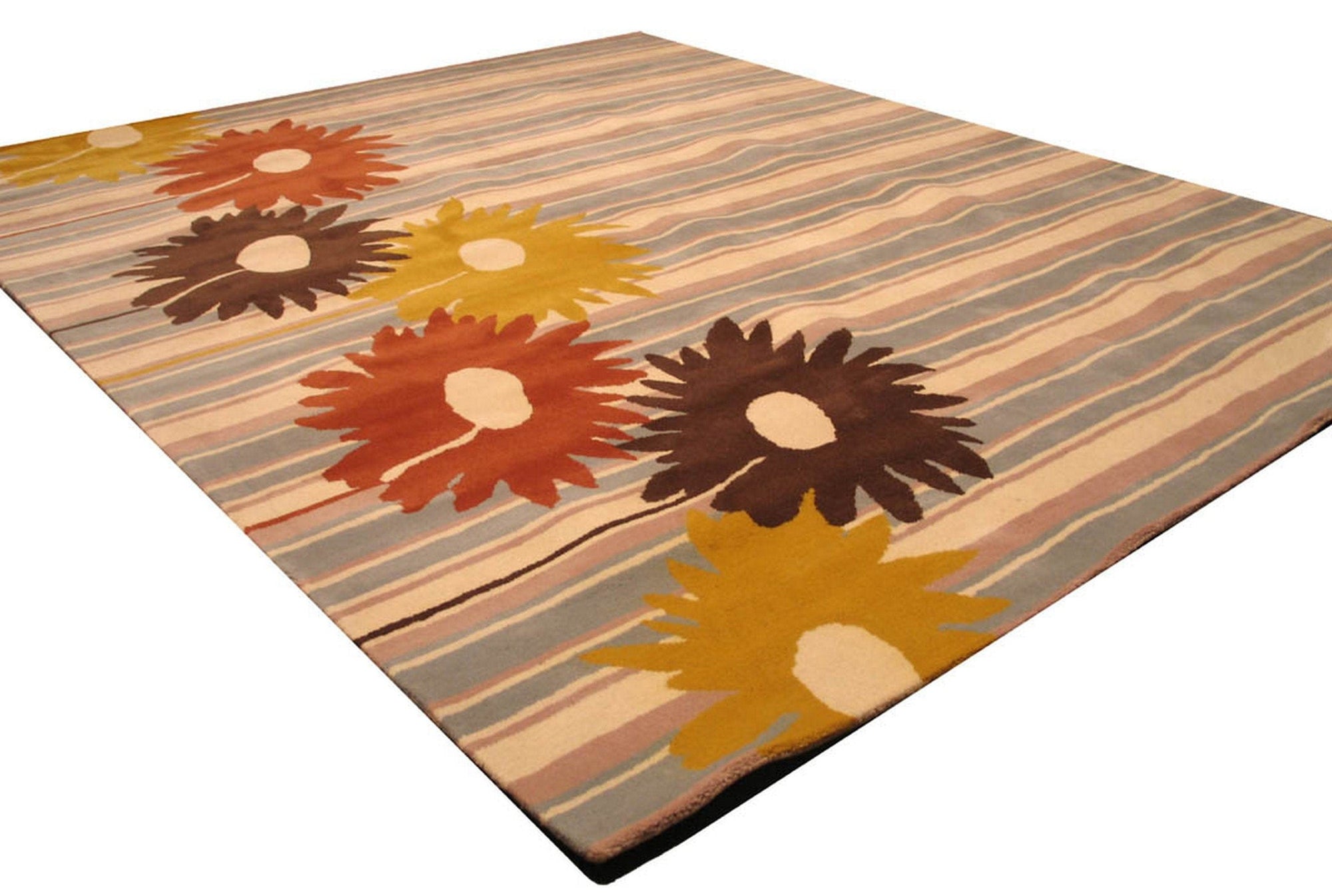 Artistic Maya Multicolor Hand Tufted Wool Rug, vibrant hues dance across a plush wool surface, hand-tufted textures adding depth and warmth to a modern living space.