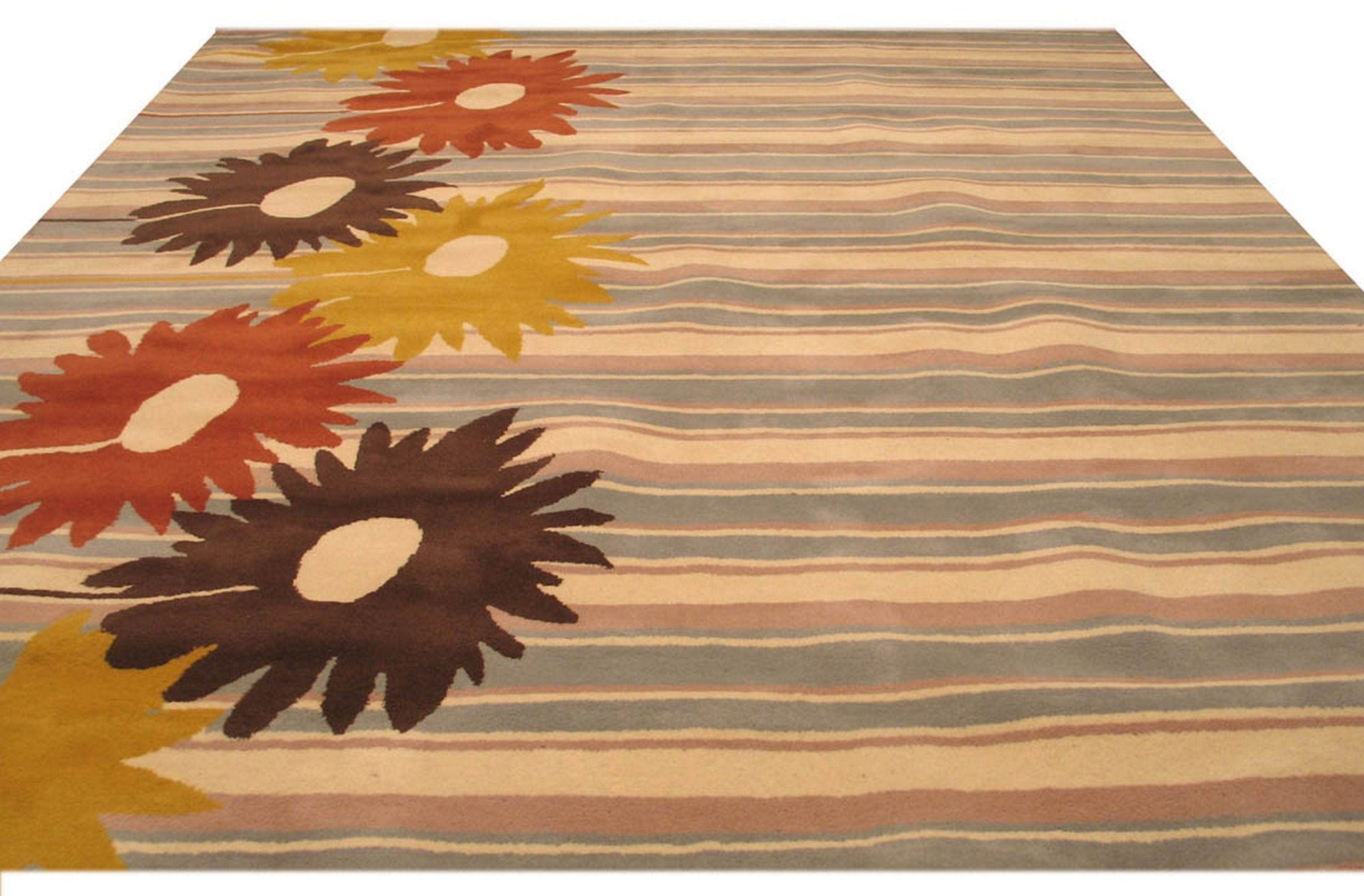 Artistic Maya Multicolor Hand Tufted Wool Rug, vibrant wool fibers swirl in a captivating mosaic of colors, its hand-tufted texture adding depth and warmth to the room.