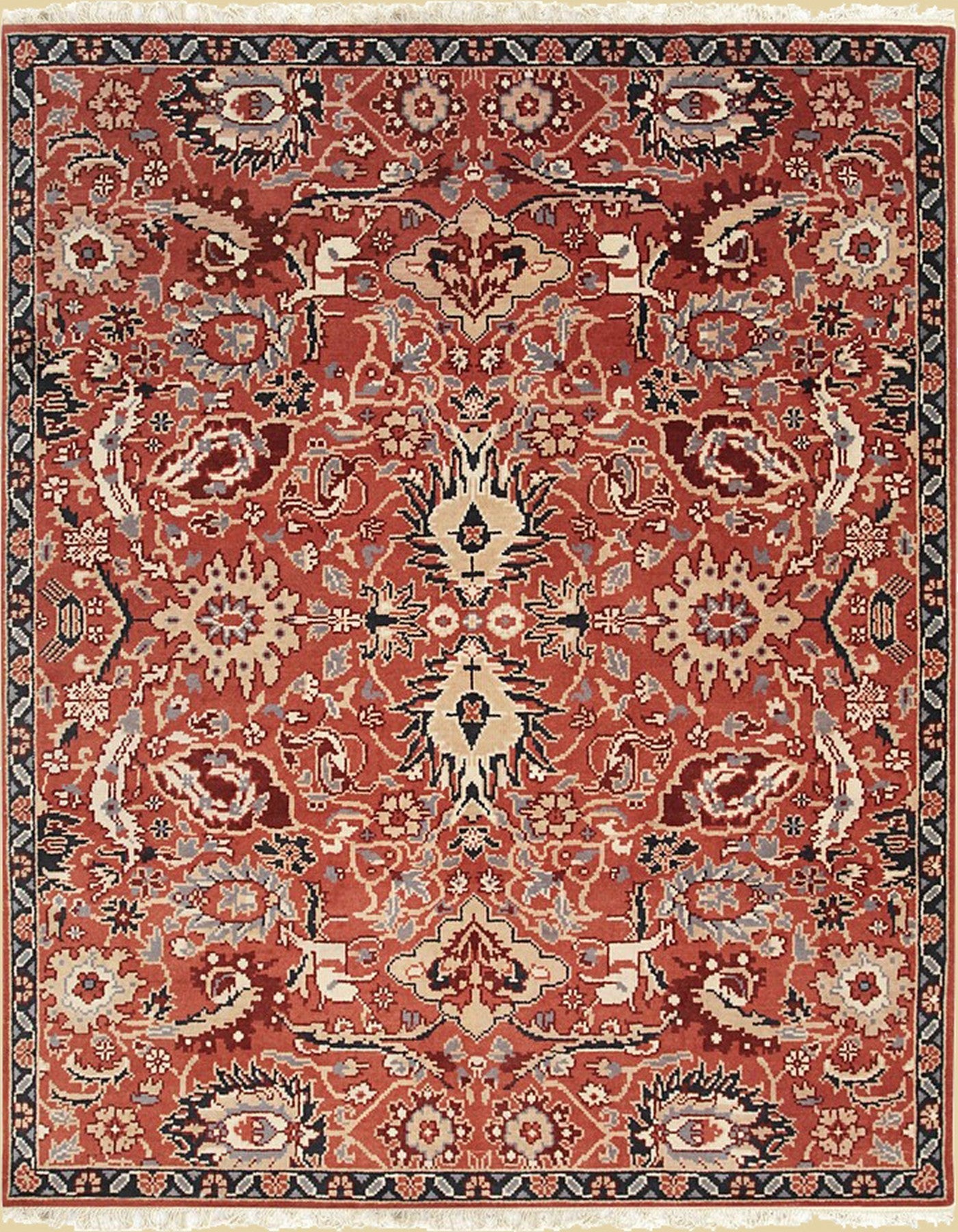 Isolated view of Lush Rustic Rust Hand Knotted Wool Rug, showcasing its design.