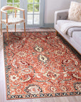 Lush Rustic Rust Hand Knotted Wool Rug, warm rust tones interweave in a textured, hand-knotted wool construction, creating a cozy and inviting floor covering.