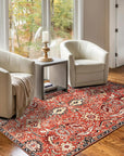 Lush Rustic Rust Hand Knotted Wool Rug, its warm rust tones and textured wool construction radiating rustic charm within a bright, airy living space, positioned fifth in a product series.
