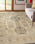 Ava Sophie Beige Hand Knotted Wool Rug, warm beige tones and subtle textural details create an inviting atmosphere in this living space.