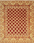 Isolated view of Chloe Trara Red Hand Knotted Wool Rug, showcasing its intricate, geometric design in vibrant red.