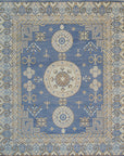 Handcrafted Traditional Blue Hand Knotted Wool Rug