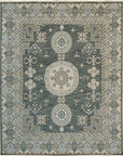 Isolated view of Rhea Traditional Green Hand Knotted Wool Rug, showcasing its intricate, classic design.