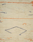 Isolated view of Delicate Moroccan Beige Hand Knotted Wool Rug, showcasing its intricate geometric design.