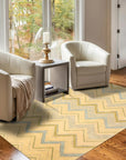 Charming Nadia Ivory Hand Tufted Wool Rug, its textured ivory pile grounding a modern living room with warm, inviting softness.