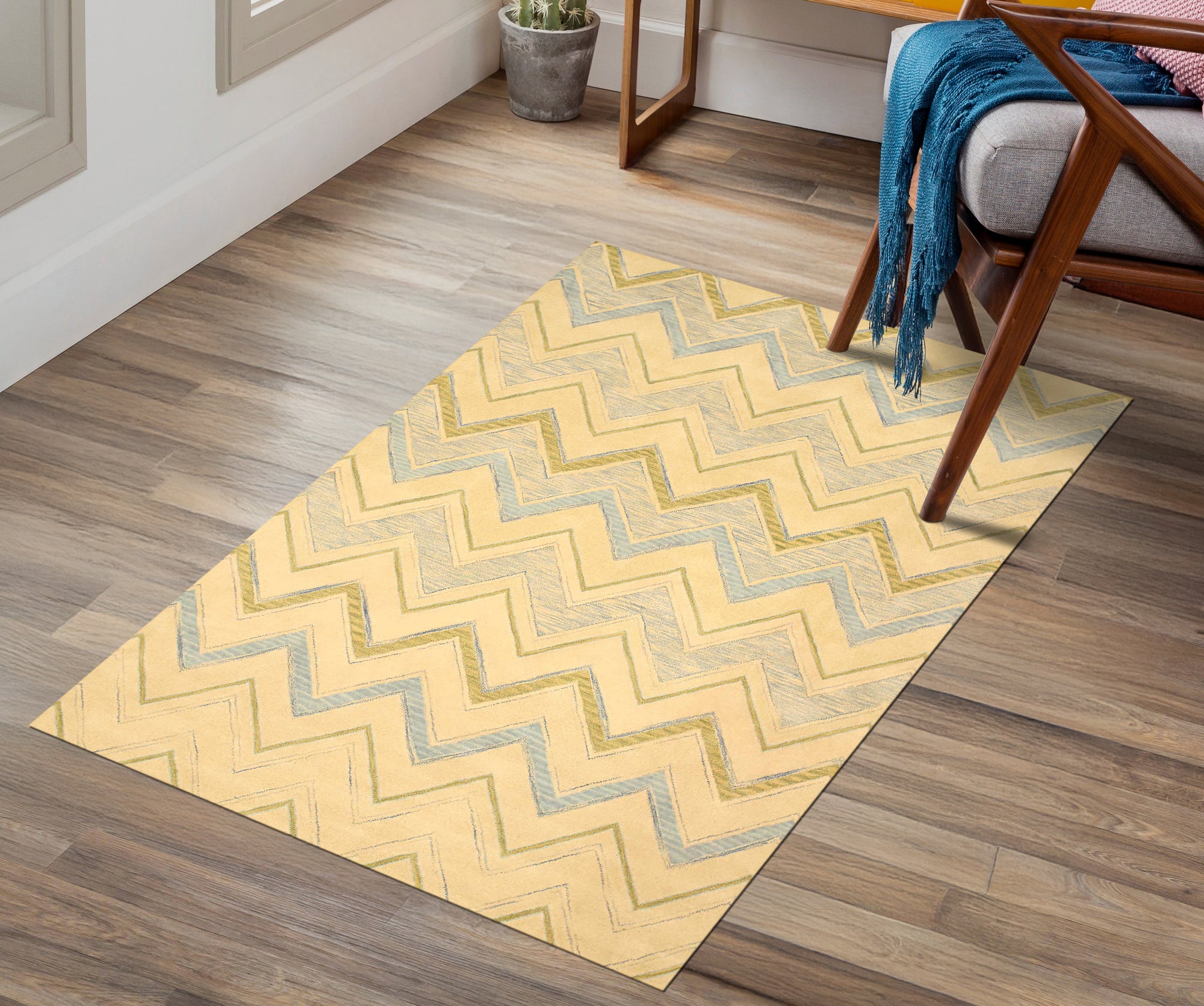 Charming Nadia Ivory Hand Tufted Wool Rug, with subtle patterns and plush texture, displayed in a brightly lit living room setting.
