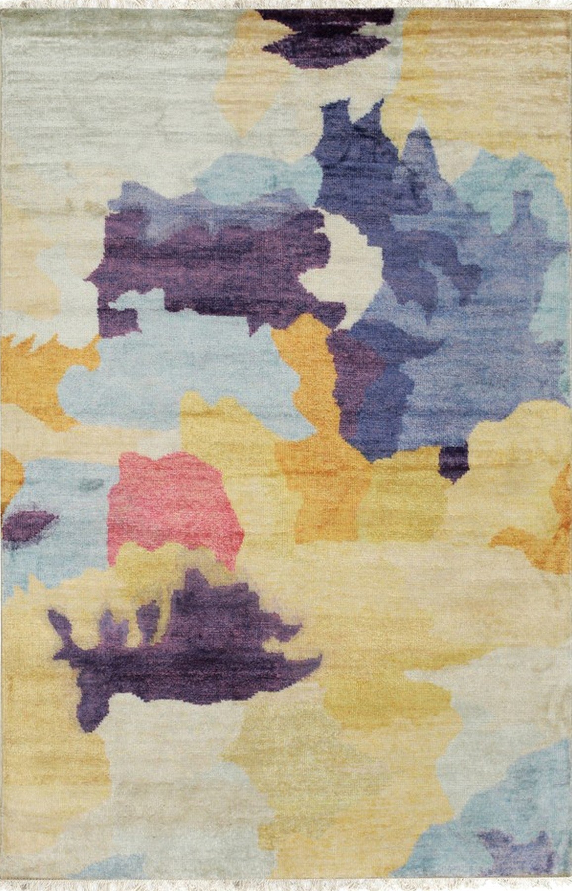 Isolated view of Fiona Trara Multicolor Handmade Bamboo Silk Rug, showcasing its intricate, vibrant pattern.