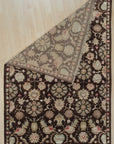 Maya Harlow Brown Hand Knotted Wool & Bamboo Silk Rug, displaying warm browns and subtle sheen in its hand-knotted construction, softening a modern living space.