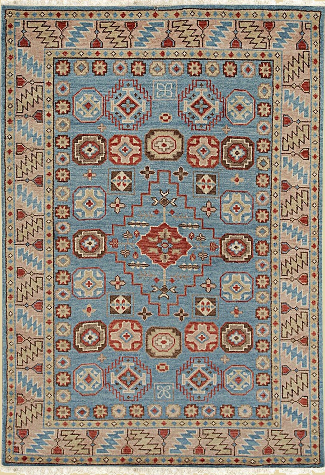 Isolated view of Charming Refined Blue Hand Knotted Wool Rug, showcasing its design.