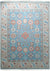 Isolated view showcases the Yara Willow Light Blue Hand Knotted Wool Rug, revealing its intricate design patterns.