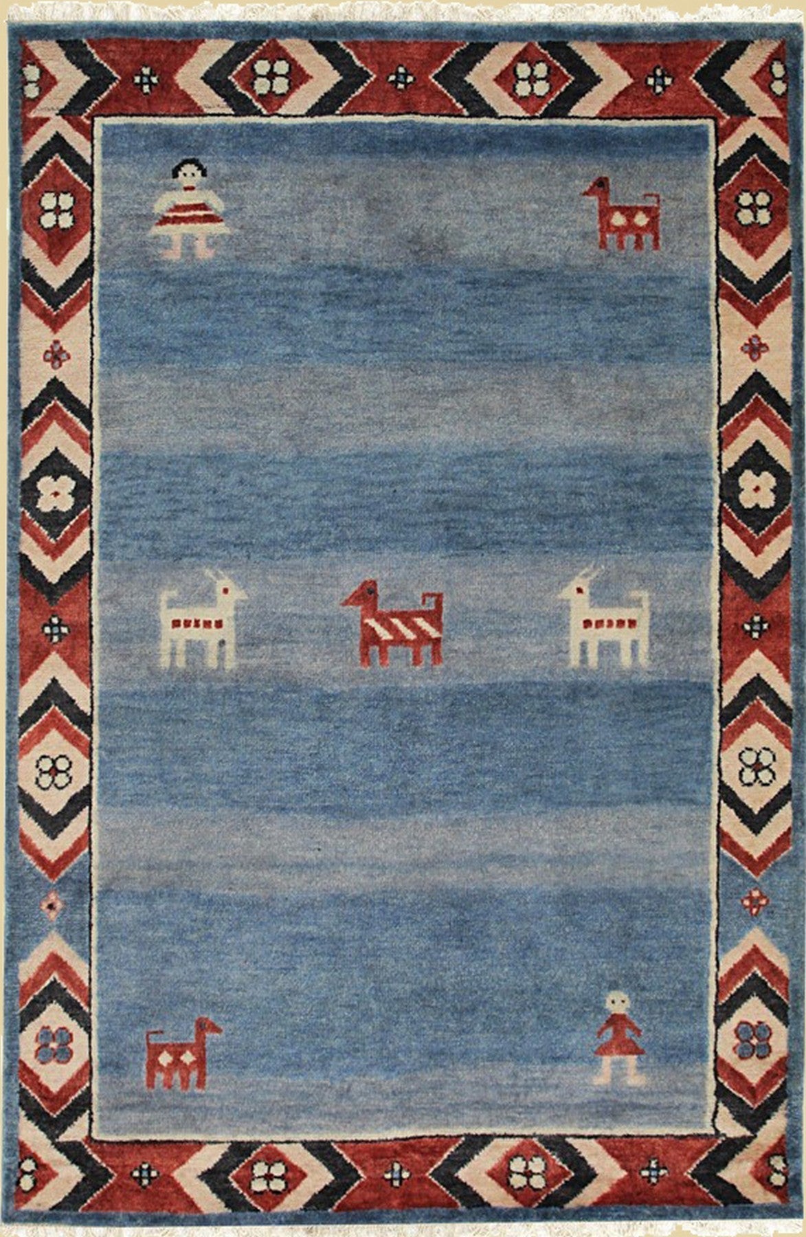Isolated view of Willow Talia Blue Hand Knotted Wool Rug, showcasing its design.