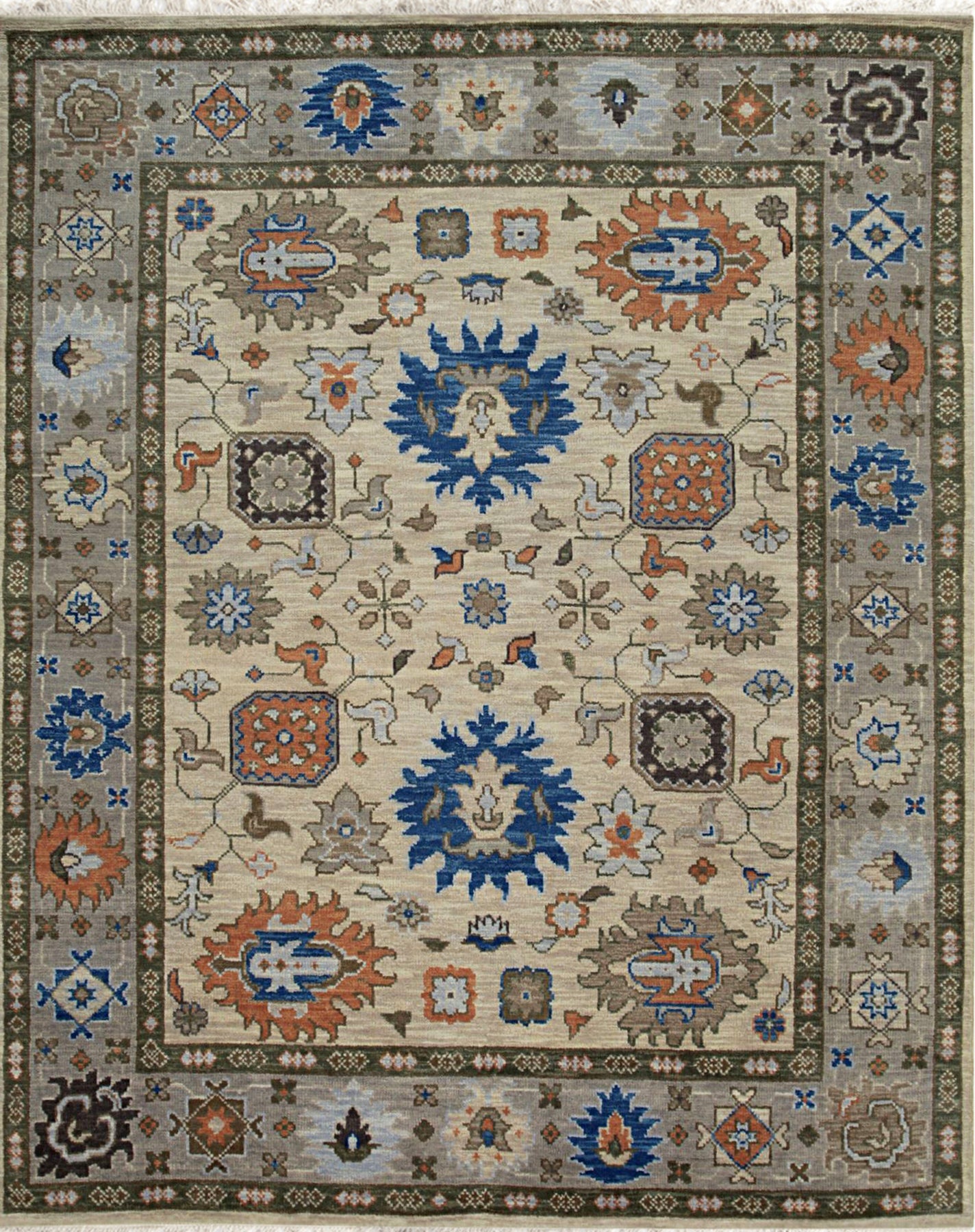 Enchanting Traditional Beige Hand Knotted Wool Rug
