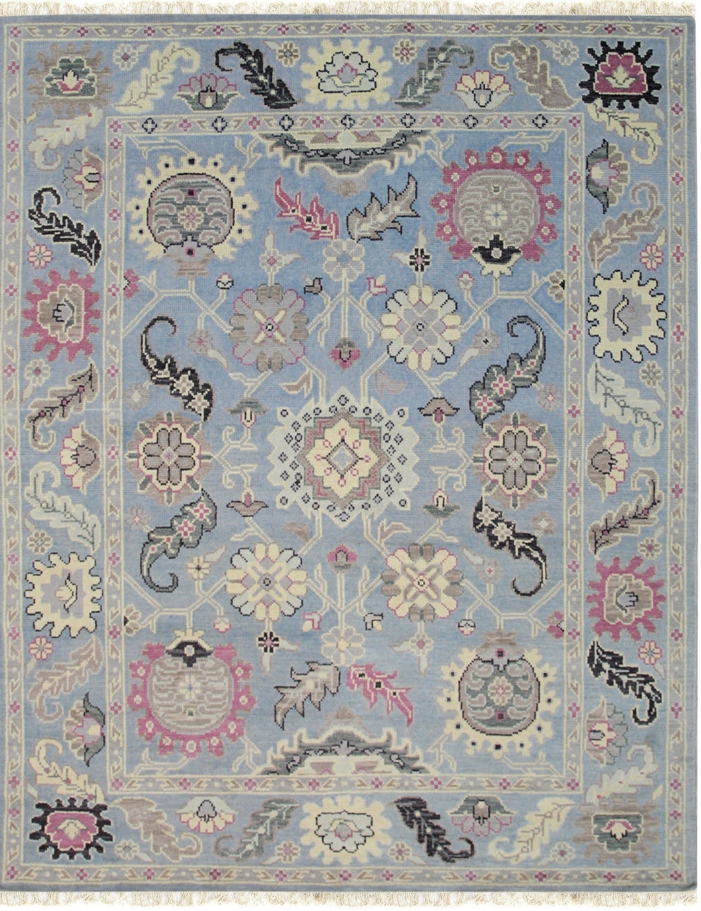 Isolated view of Willow Radiant Light Blue Nan Rug, showcasing its swirling, abstract design in shades of light blue and cream.