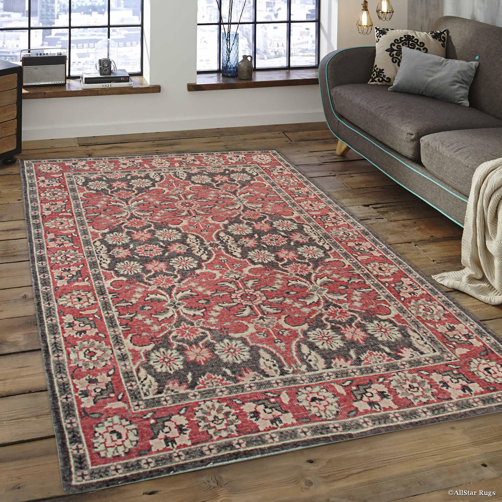 Majestic Classic Rust Hand Knotted Wool Rug, warm rust tones and intricate patterns evoke timeless elegance, lying flat on a hardwood floor.