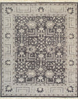 Isolated view of Cozy Oushak Charcoal Hand Knotted Wool Rug, showcasing its design.