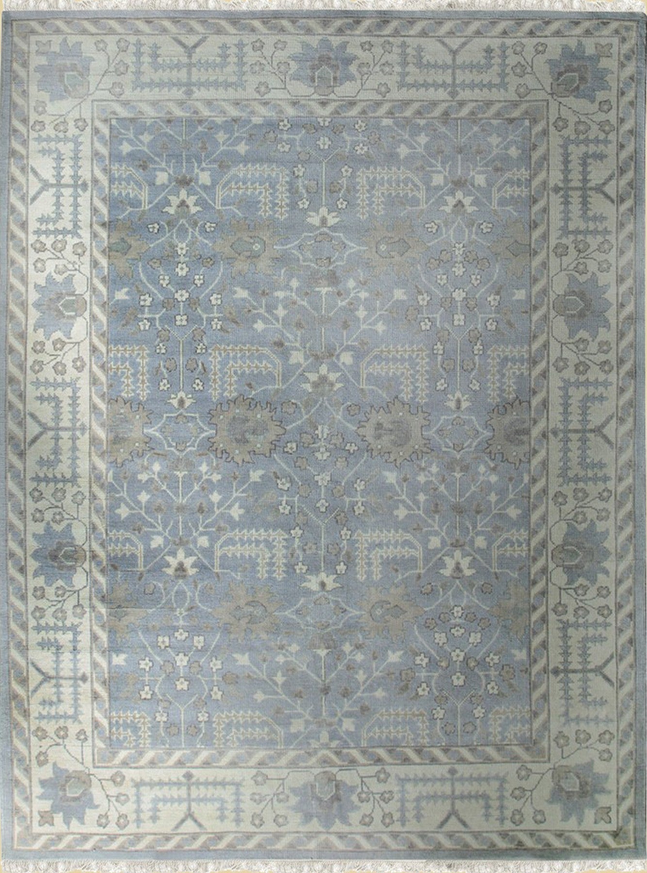 Isolated view of Harlow Traditional Gray Hand Knotted Wool Rug, showcasing its design.