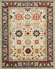 Isolated view of Violet Traditional Ivory Hand Knotted Wool Rug, showcasing its intricate floral and geometric design within an ivory field.