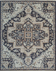 Isolated view of Majestic Timeless Charcoal Hand Knotted Wool Rug, showcasing its design.