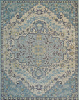 Isolated view showcases Bianca Oriental Ivory Hand Knotted Wool Rug, revealing intricate oriental design.