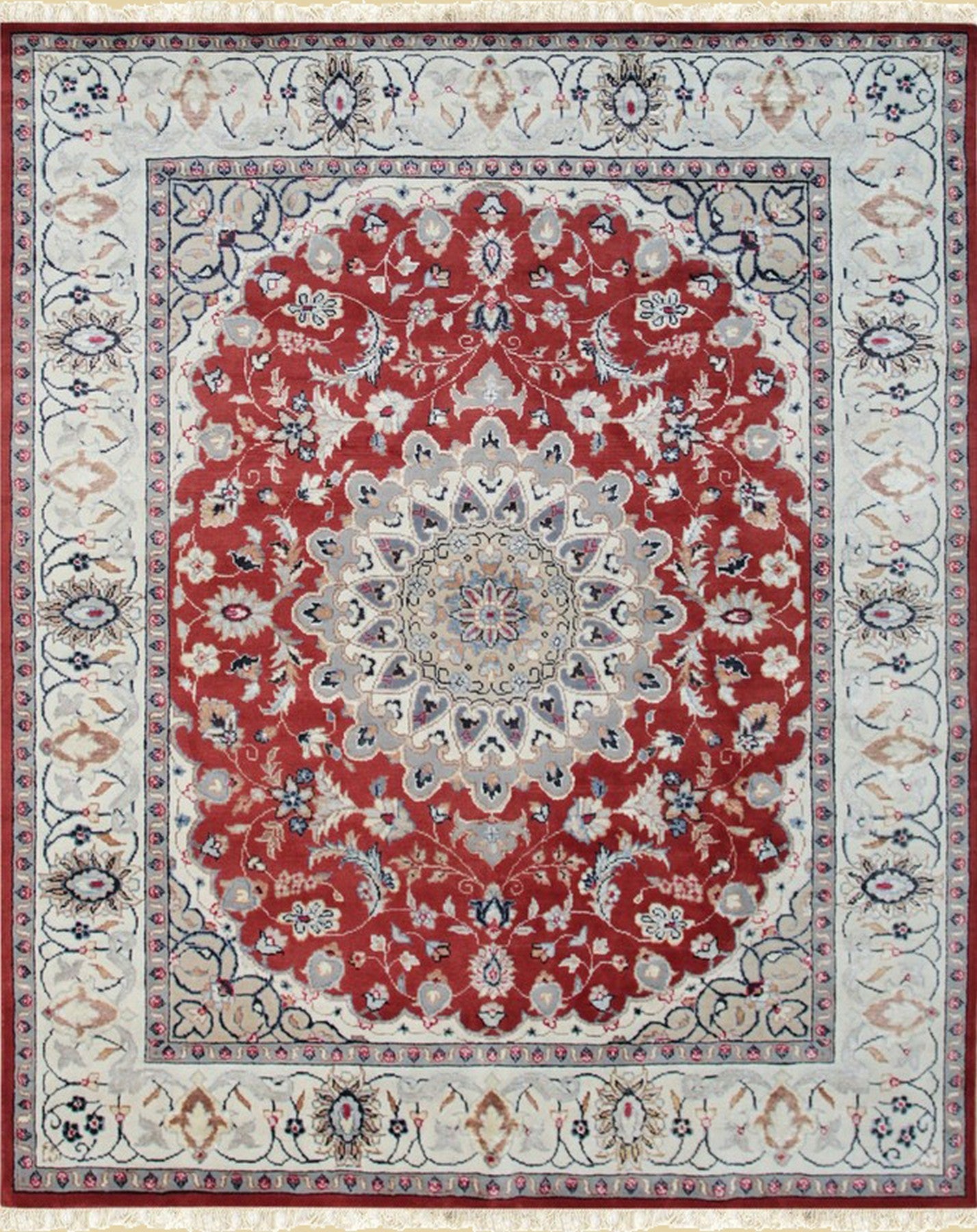 Isolated view of Selene Para Red Hand Knotted Wool & Silk Rug, showcasing its design.