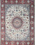 Isolated view of Timeless Cozy Ivory Hand Knotted Wool & Silk Rug, showcasing its intricate, subtly textured design.