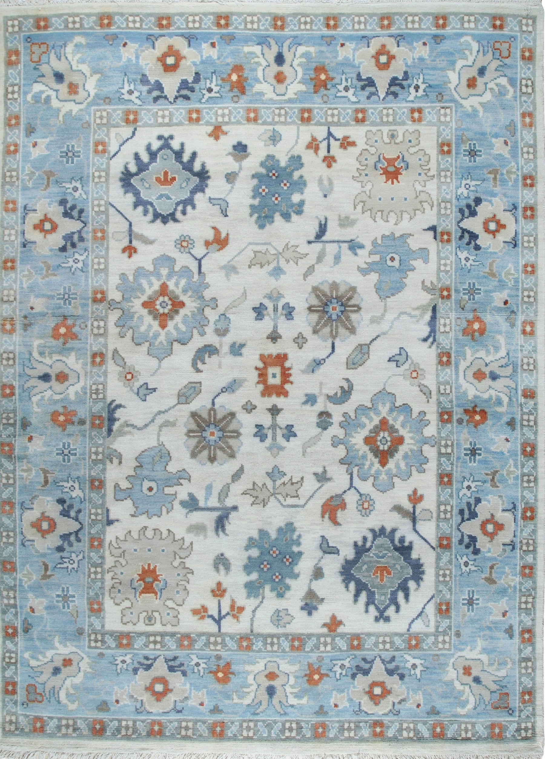 Isolated view of Elegant Timeless Ivory Hand-Knotted Wool Rug, showcasing its design.