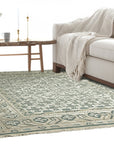 Luxurious Oriental Green Hand Knotted Wool Rug