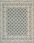 Isolated view of Luxurious Oriental Green Hand Knotted Wool Rug, showcasing its design.