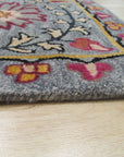 Maya Timeless Blue Hand Tufted Wool Rug, a calming blue wool rug with a timeless design, enriching a neutral living space.