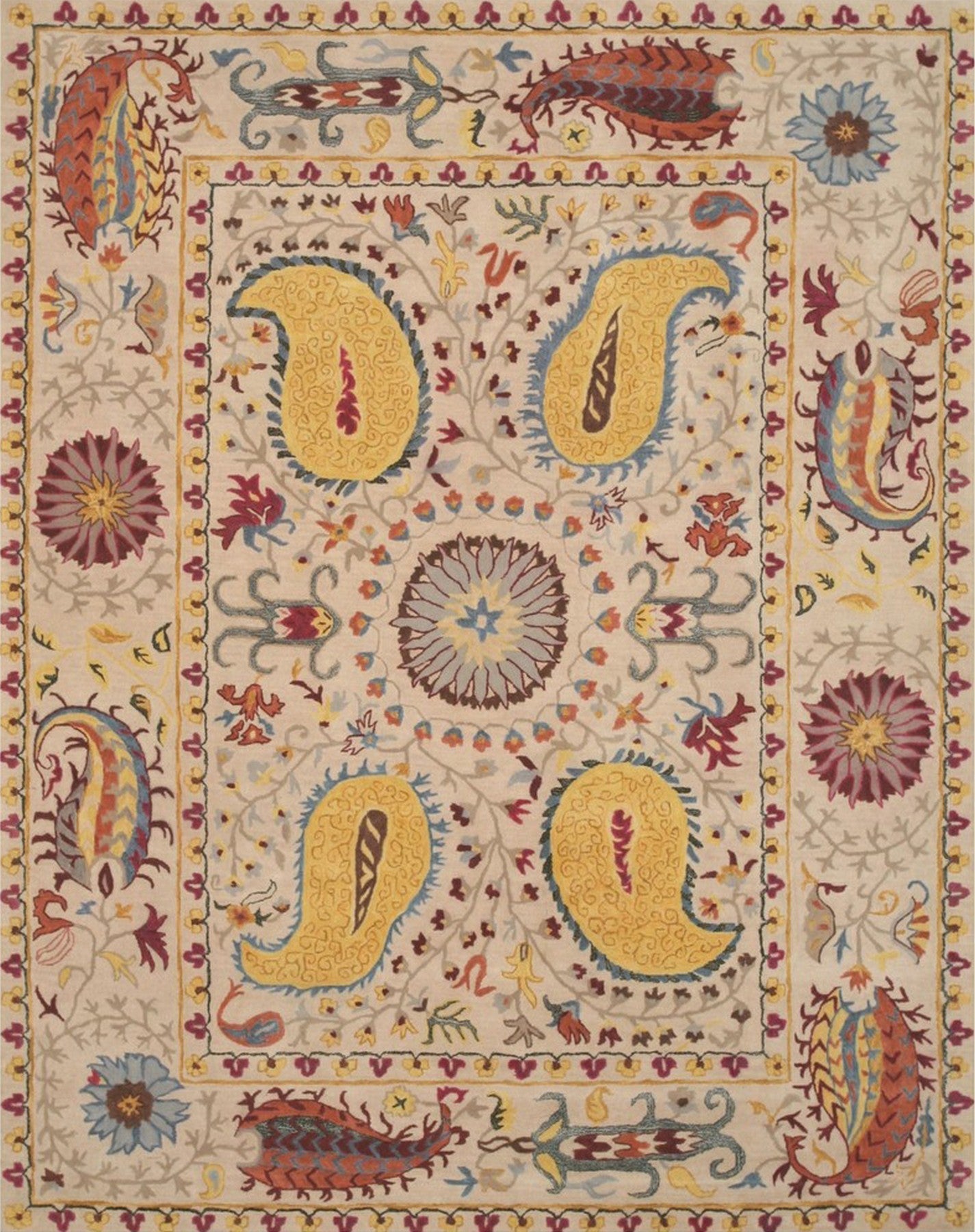 Isolated view of Chic Delicate Ivory Hand Tufted Wool Rug, showcasing its subtle, textured design.