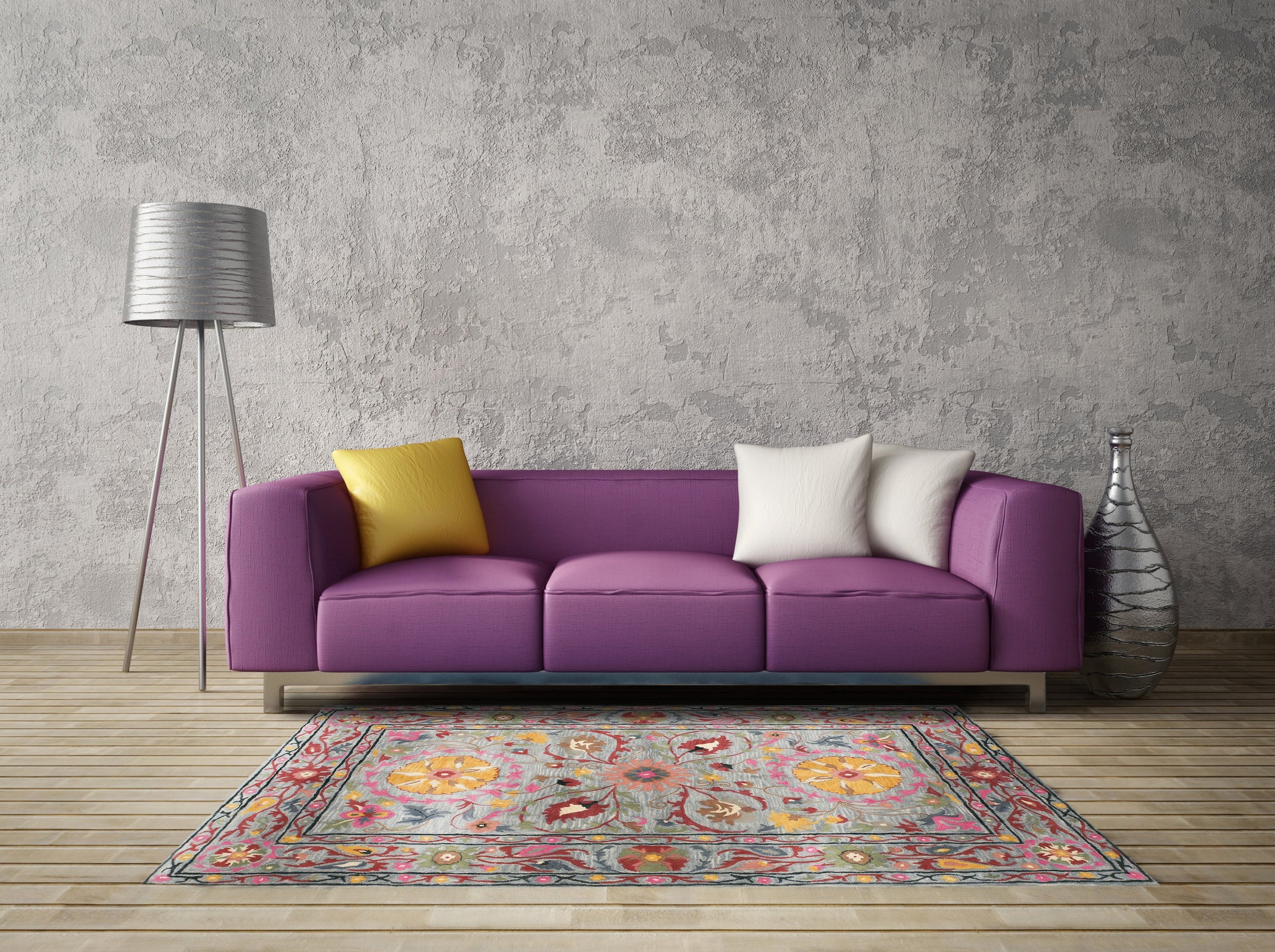 Maya Artisan Blue Hand Tufted Wool Rug, vibrant blues and subtle neutrals intertwine in this hand-tufted wool rug, lending an organic, textured feel to the room, viewed in a bright living space.