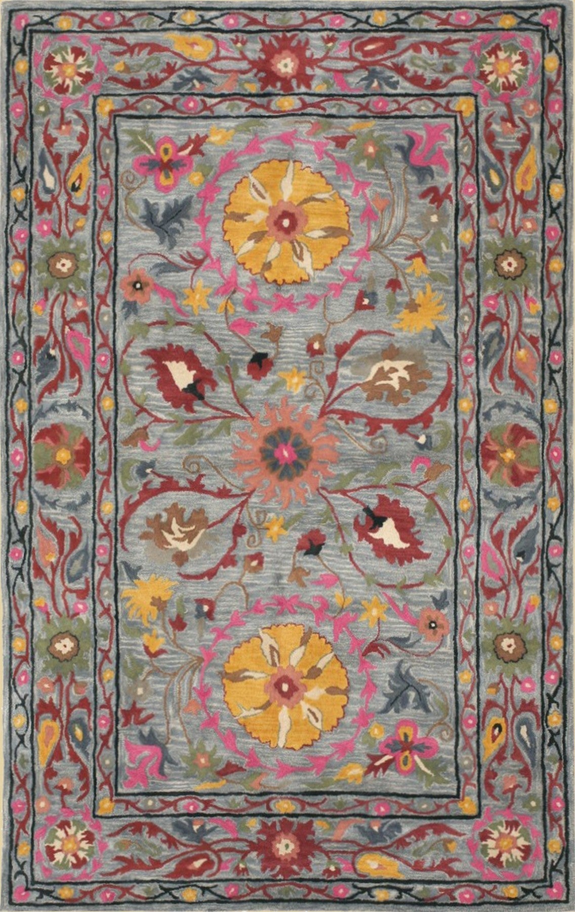 Isolated view of Maya Artisan Blue Hand Tufted Wool Rug, showcasing its design.