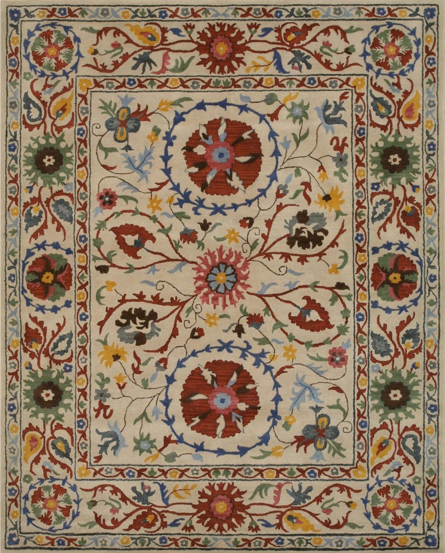 Isolated view of Ruby Fiona Ivory Hand Tufted Wool Rug, showcasing its design.