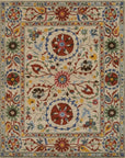 Isolated view of Ruby Fiona Ivory Hand Tufted Wool Rug, showcasing its design.