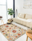Ruby Fiona Ivory Hand Tufted Wool Rug displayed in a bright, airy living room. Soft ivory tones and subtle textures create a cozy and inviting space.