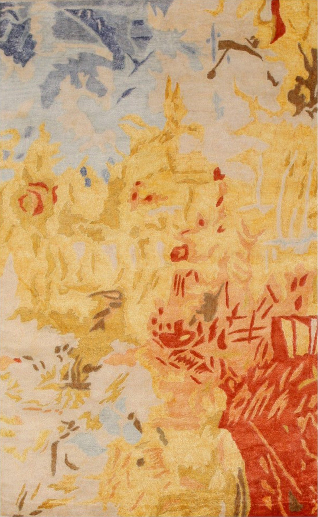 Isolated view of Kira Quinn Gold Hand Tufted Rug, showcasing its intricate, geometric design.