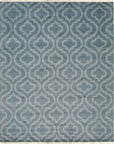 Isolated view of Louie Moroccan Aqua Hand Knotted Wool Rug, showcasing its design.