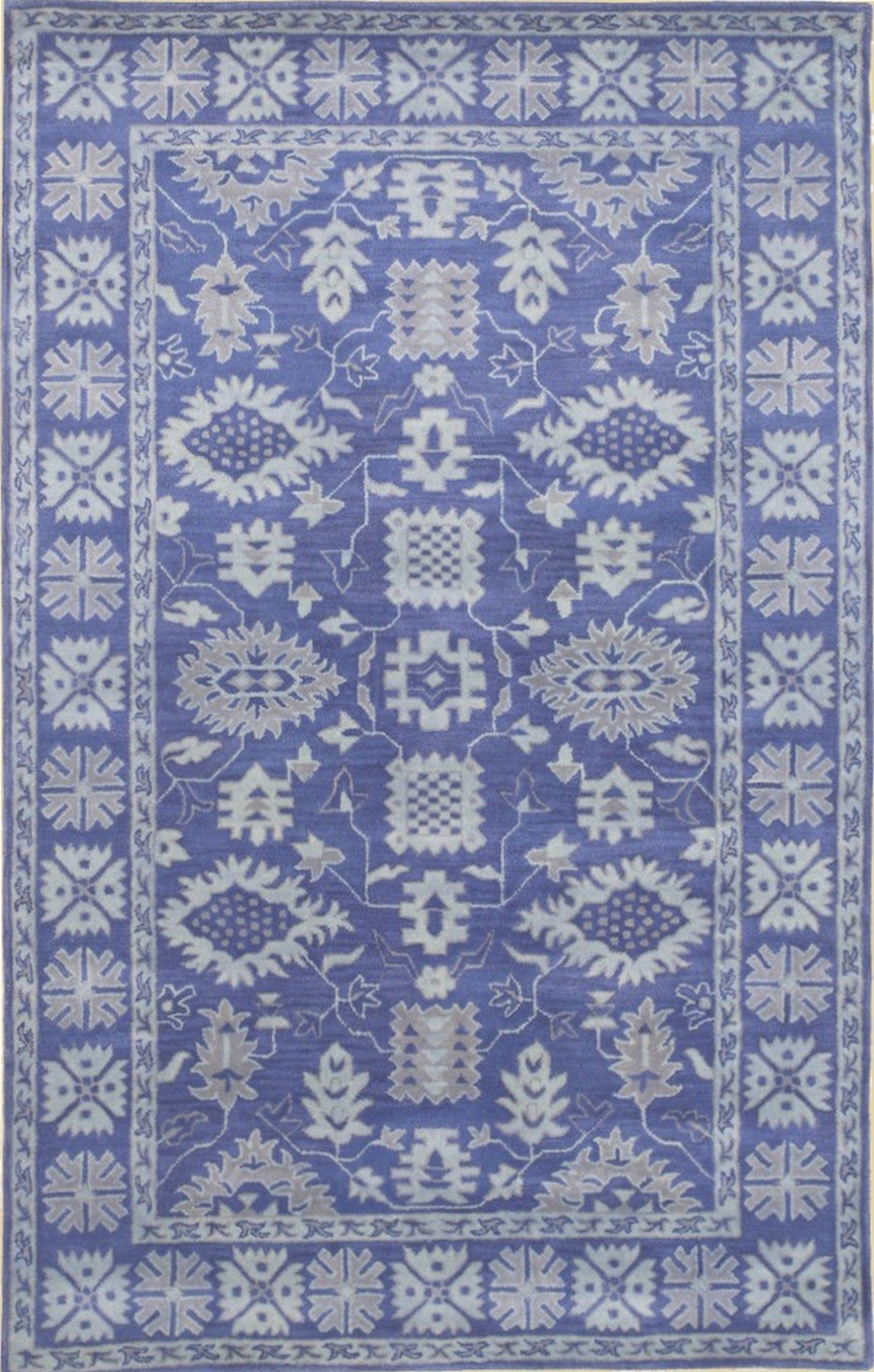 Isolated view of Rustic Oriental Blue Hand Tufted Wool Rug, showcasing its design.