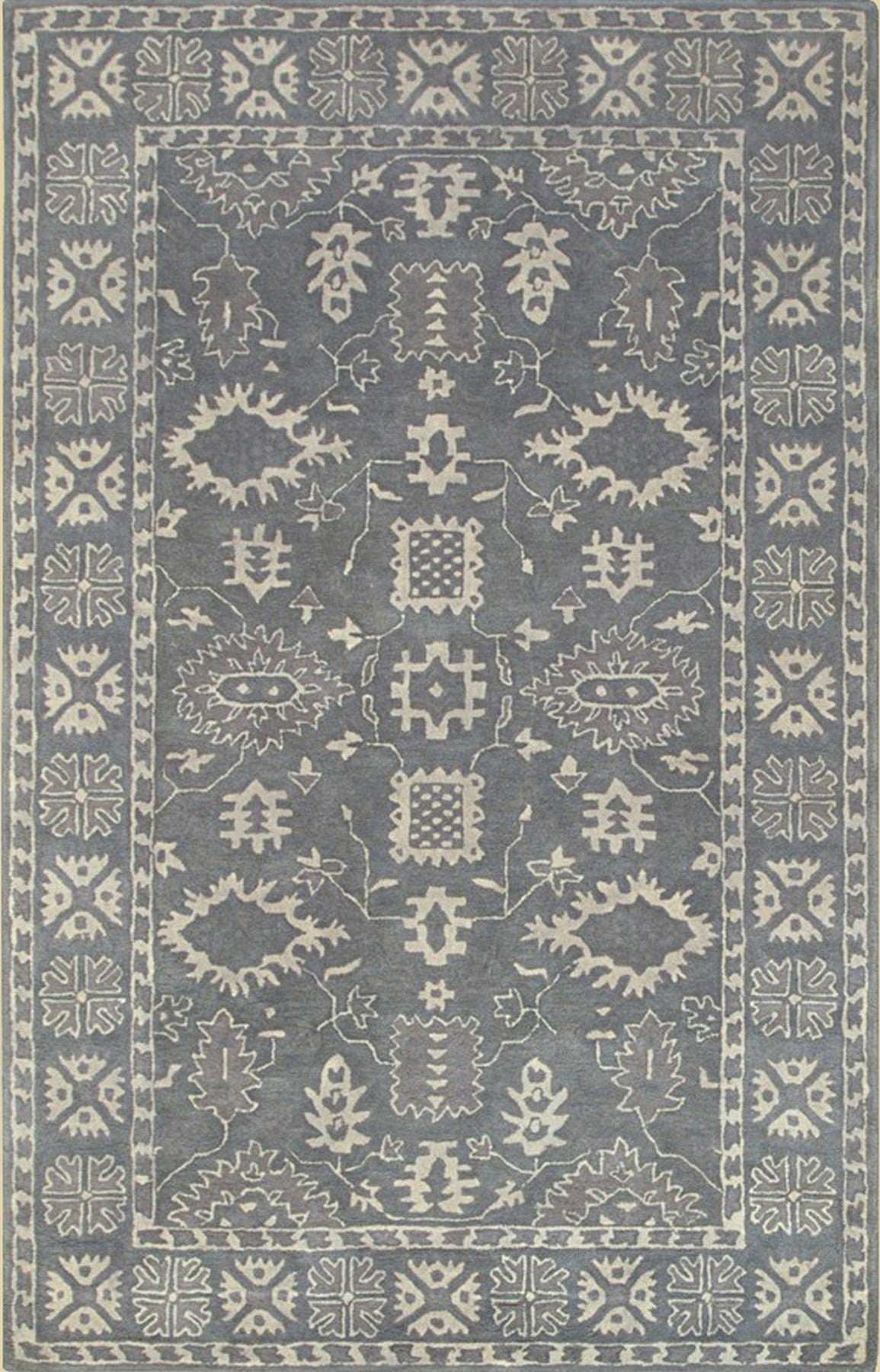 Isolated view of Louie Oriental Gray Hand Tufted Wool Rug, showcasing its intricate Oriental design.