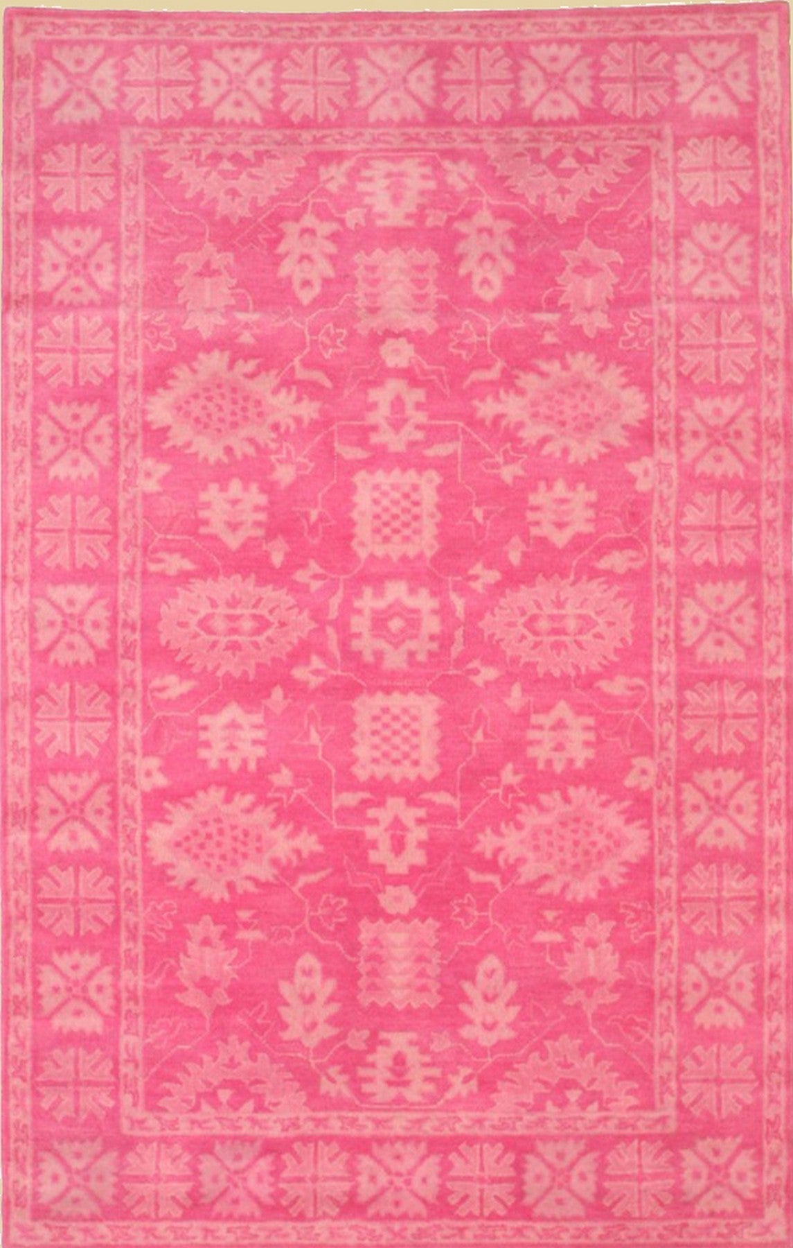 Isolated view of Opulent Oriental Pink Hand Tufted Wool Rug, showcasing its design.