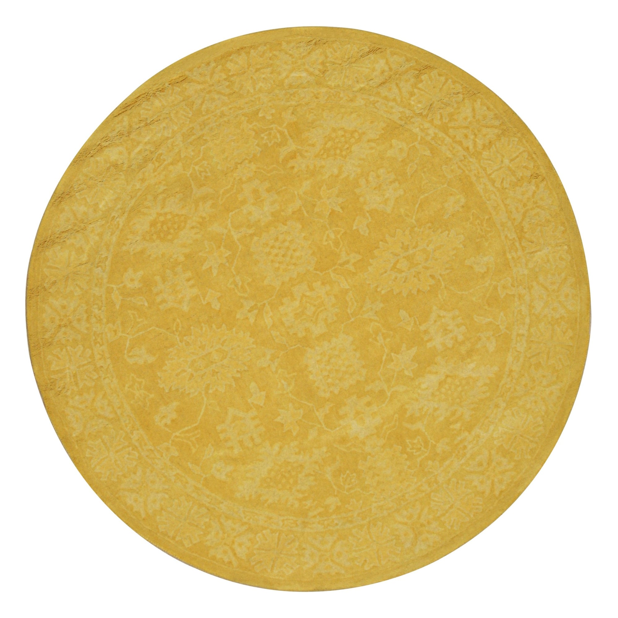 Comfortable Oriental Yellow Hand Tufted Wool Rug, warm golden tones and intricate floral patterns cascade across this wool rug, inviting comfort and adding a touch of traditional elegance to any space.