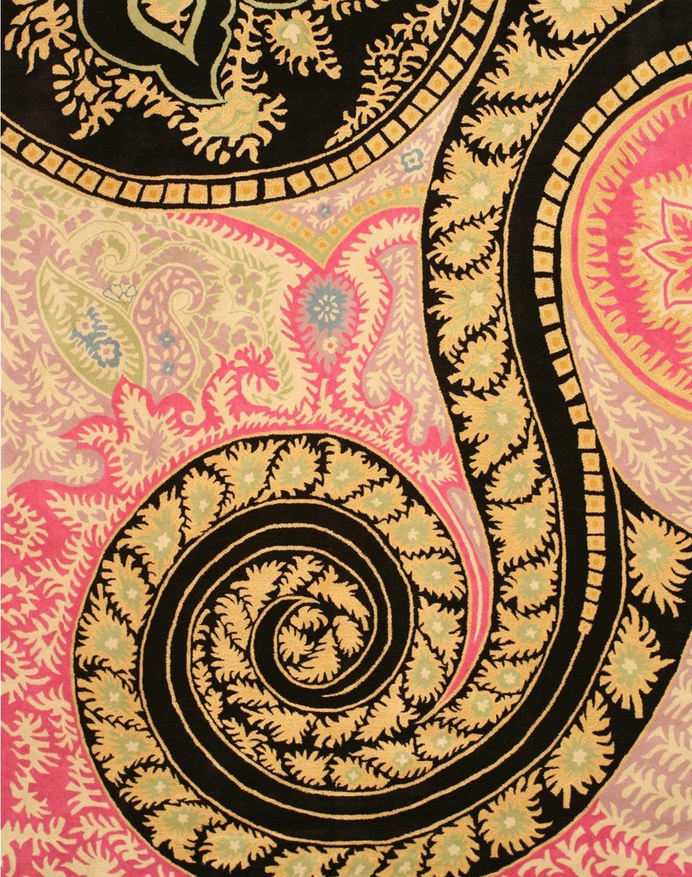 Isolated view of Opulent Nina Black Hand Tufted Wool Rug, showcasing its geometric Art Deco-inspired design.