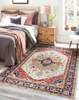 Luxurious Oriental Ivory Hand Knotted Wool Rug