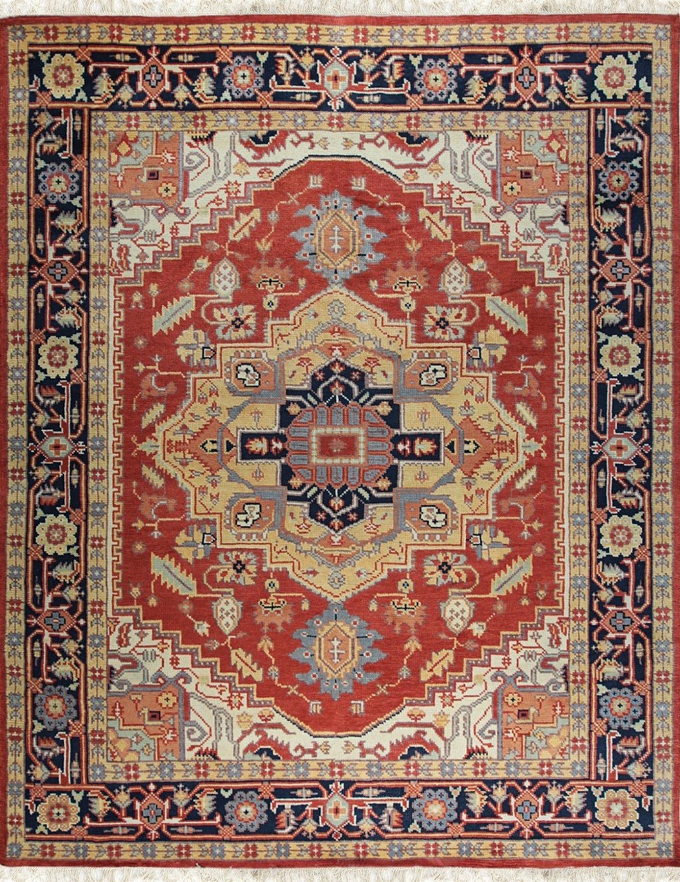 Isolated view of Harlow Oriental Rust Hand Knotted Wool Rug, showcasing its intricate floral and geometric design in warm rust tones.