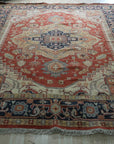 Exquisite Traditional Red Hand Knotted Wool Rug, a vibrant red wool rug with intricate traditional motifs, richly patterned and hand-knotted, displayed in a home setting.