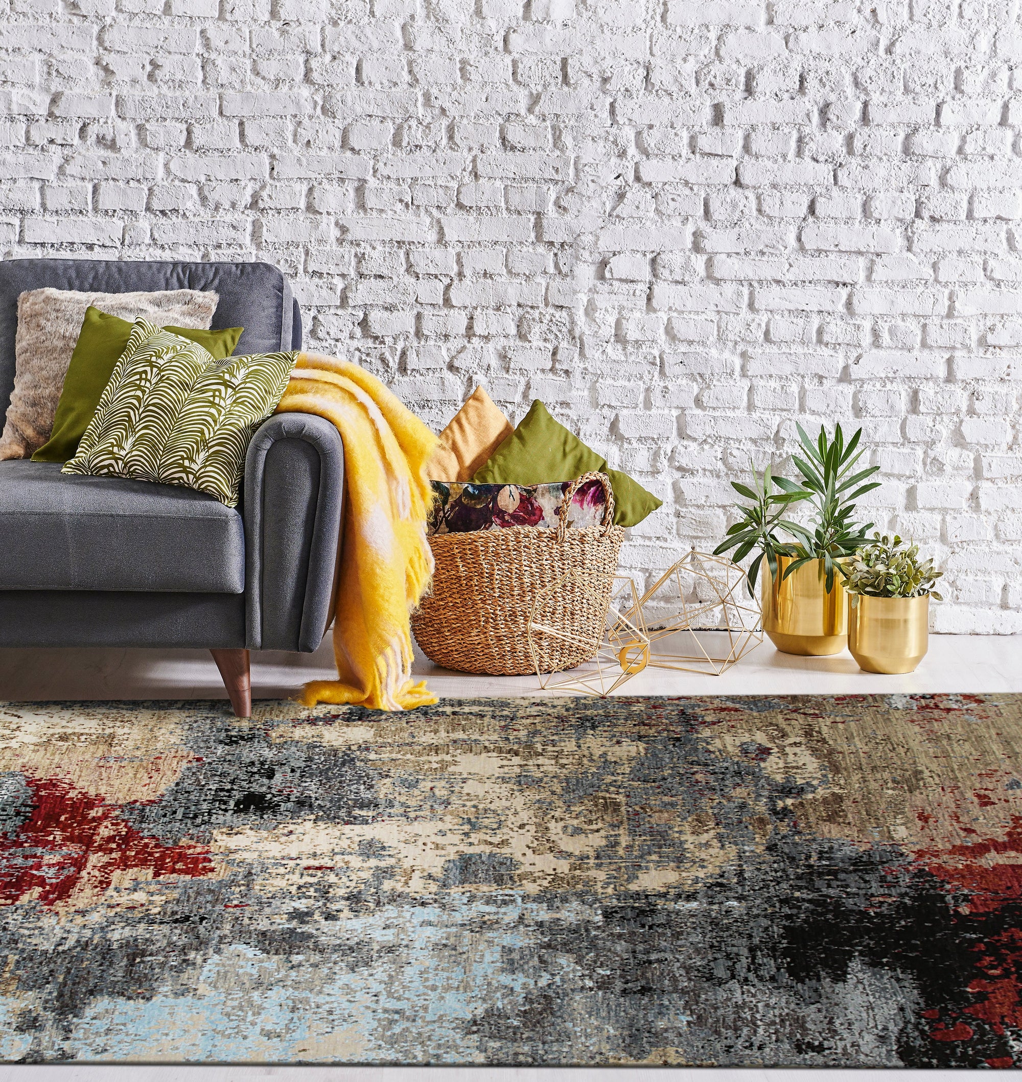 Classic Serene Beige Hand Knotted Wool Rug displayed in a warmly lit living space, its subtle pattern adding texture to the neutral-toned decor.